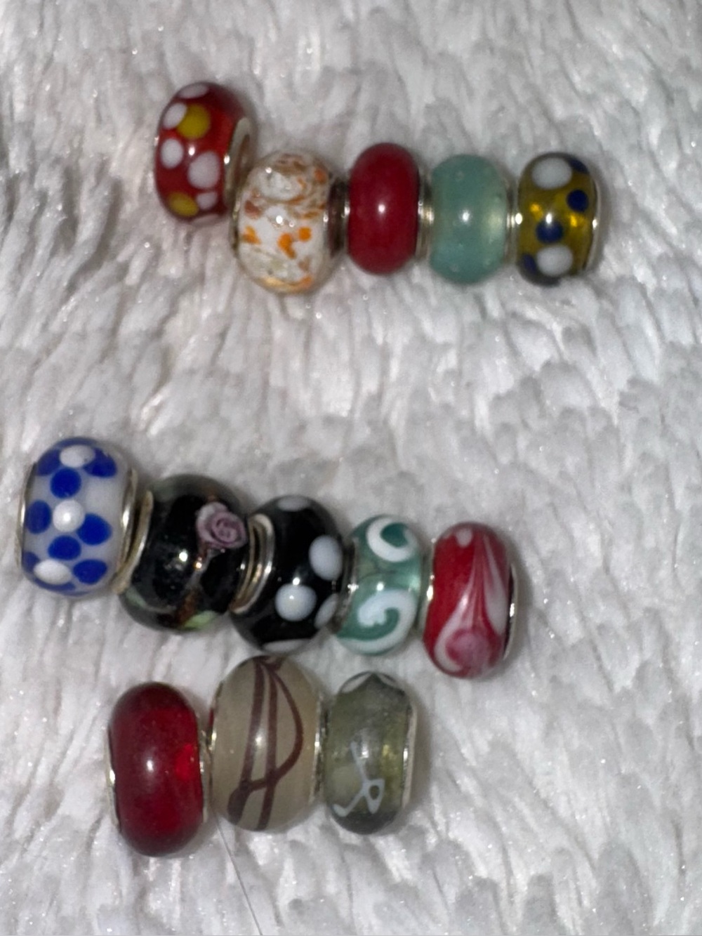 Vintage Lot of 13 Mismatched Sterling Silver Murano Glass Charm Beads